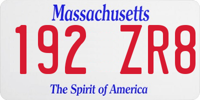 MA license plate 192ZR8