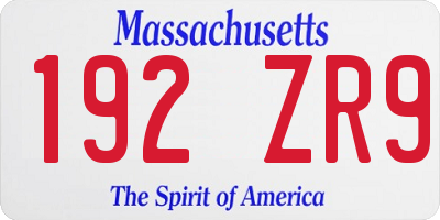 MA license plate 192ZR9