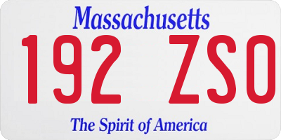 MA license plate 192ZS0