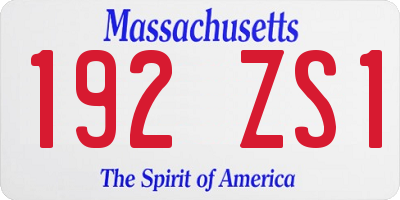 MA license plate 192ZS1