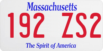 MA license plate 192ZS2