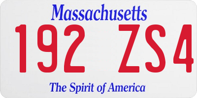 MA license plate 192ZS4