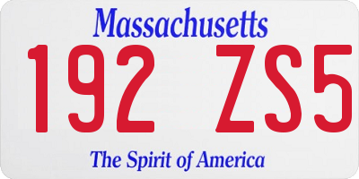 MA license plate 192ZS5