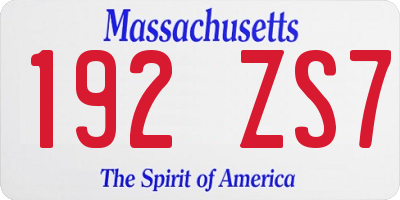 MA license plate 192ZS7