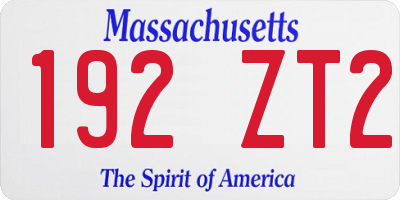 MA license plate 192ZT2