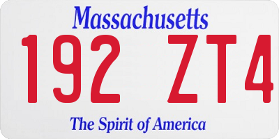 MA license plate 192ZT4