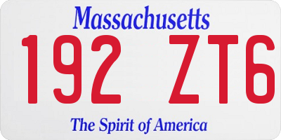 MA license plate 192ZT6