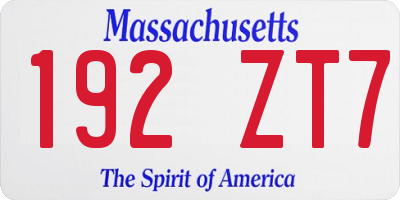 MA license plate 192ZT7