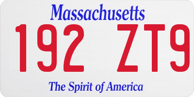 MA license plate 192ZT9