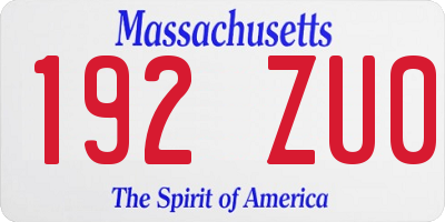 MA license plate 192ZU0