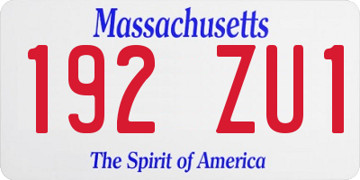 MA license plate 192ZU1