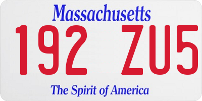 MA license plate 192ZU5