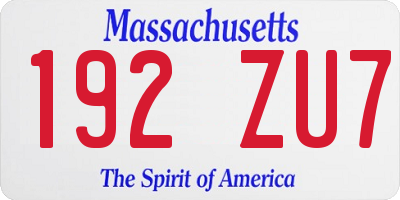 MA license plate 192ZU7
