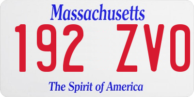MA license plate 192ZV0