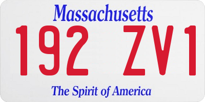 MA license plate 192ZV1