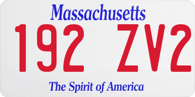 MA license plate 192ZV2