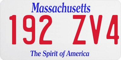 MA license plate 192ZV4