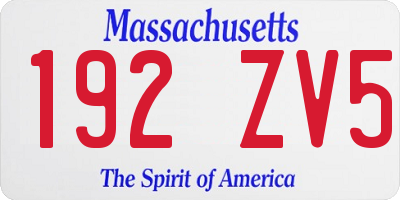 MA license plate 192ZV5