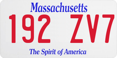 MA license plate 192ZV7