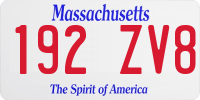 MA license plate 192ZV8