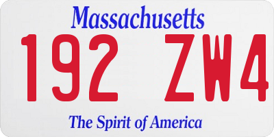 MA license plate 192ZW4