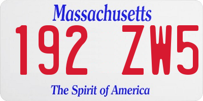 MA license plate 192ZW5