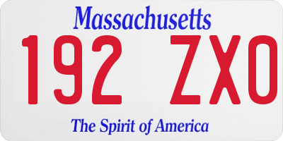 MA license plate 192ZX0