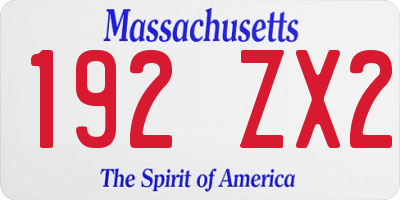 MA license plate 192ZX2