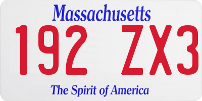 MA license plate 192ZX3