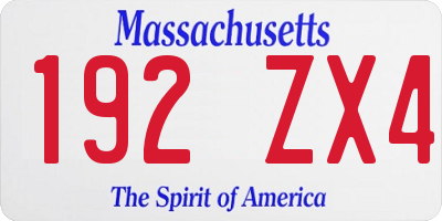 MA license plate 192ZX4