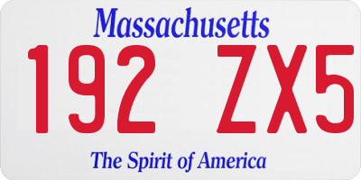 MA license plate 192ZX5