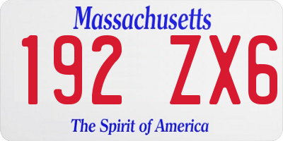 MA license plate 192ZX6