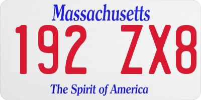 MA license plate 192ZX8