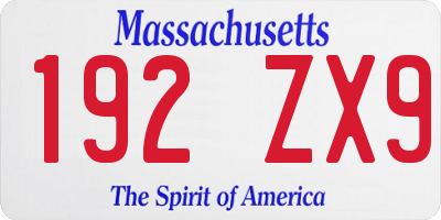 MA license plate 192ZX9