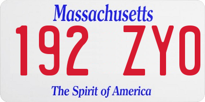MA license plate 192ZY0
