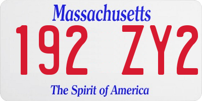 MA license plate 192ZY2