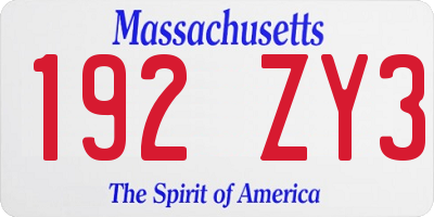 MA license plate 192ZY3
