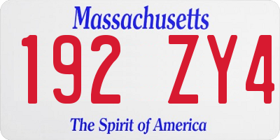MA license plate 192ZY4