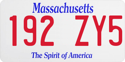 MA license plate 192ZY5