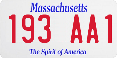 MA license plate 193AA1