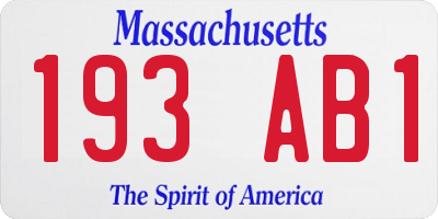 MA license plate 193AB1