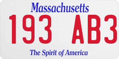 MA license plate 193AB3