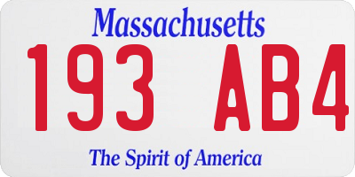 MA license plate 193AB4