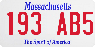 MA license plate 193AB5
