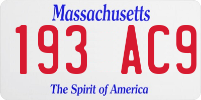 MA license plate 193AC9