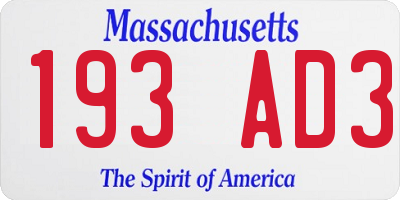MA license plate 193AD3