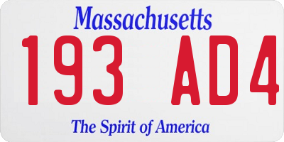 MA license plate 193AD4