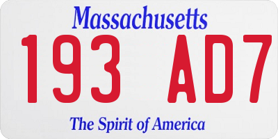 MA license plate 193AD7