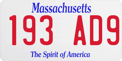 MA license plate 193AD9