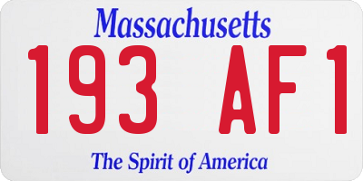 MA license plate 193AF1